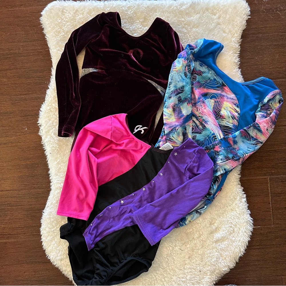 Lot of 3 Long Sleeve Gymnastics Leotards Size CS 6/7